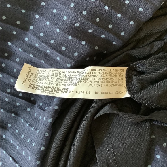 Zara Pleated Polka Dot Navy Mini Dress Large - Picture 5 of 5